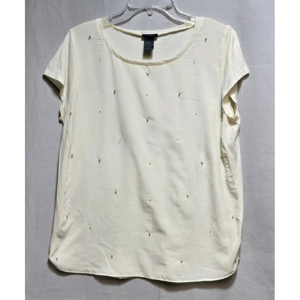 Ann‎ Taylor Women's Blouse Beards Large  Ivory  Cream